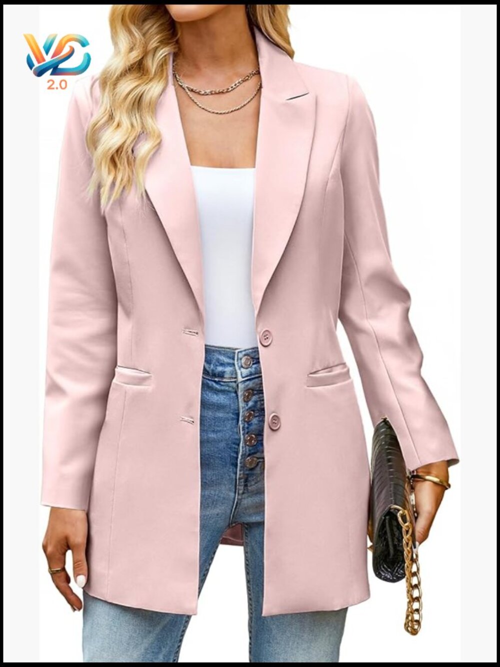 Women's Long Blazer Jacket Business Casual Office Professional Slim Fit